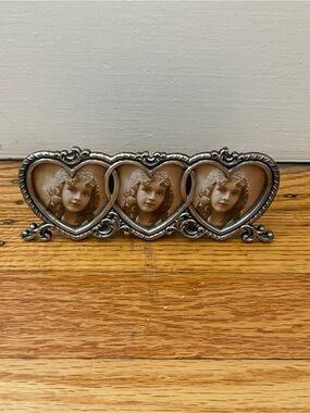 Charming Triple Heart Pewter Photo Frame